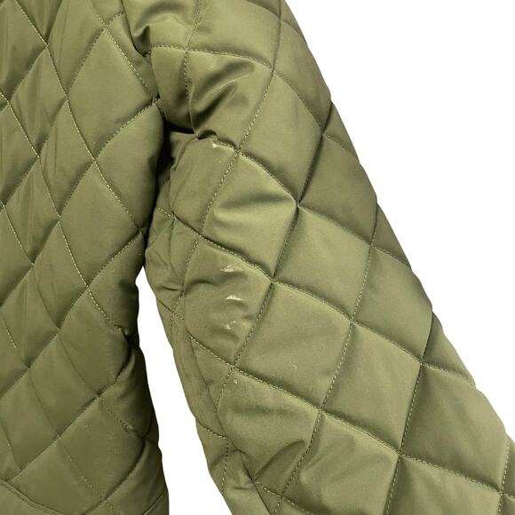Vineyard Vines Olive Green Quilted Jacket Sherpa Collar Womens Large AS IS - Picture 9 of 10